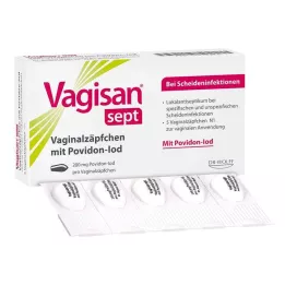 VAGISAN septinės makšties žvakutės su povidonu-jodu, 5 vnt