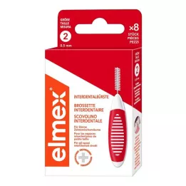 ELMEX Tarpdančių šepetėliai ISO 2 dydis 0,5 mm raudoni, 8 vnt