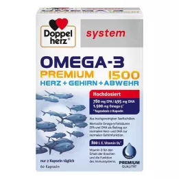 DOPPELHERZ Omega-3 Premium 1500 sistemos kapsulės, 60 vnt