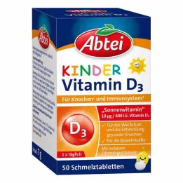 Abbey vaikiškos vitamino D3 tirpimo tabletės, 50 vnt