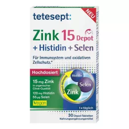 TETESEPT Cinkas 15 Depot+Histidinas+Selenas plėvele dengtos tabletės, 30 vnt