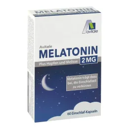 Melatonino 2 mg plius apynių ir melisos kapsulės, 60 vnt
