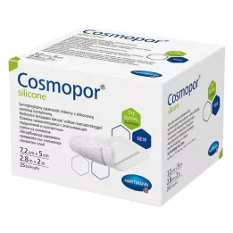 COSMOPOR silikoninis žaizdų tvarstis 5x7,2 cm, 25 vnt