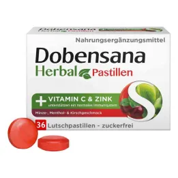 Dobensana Herbal Kirschgeschm.vit.c &amp; Cinko pastilė.(36 vienetai)