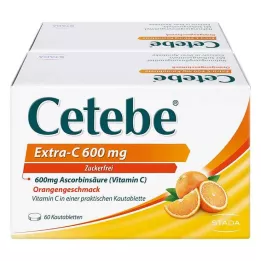 CETEBE Ekstra-C 600 mg kramtomosios tabletės, 120 vnt