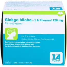 GINKGO BILOBA-1A Pharma 120 mg plėvele dengtos tabletės, 120 vnt