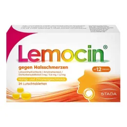 Lemocin® nuo gerklės skausmo medaus ir citrinos skonio, 24 vnt