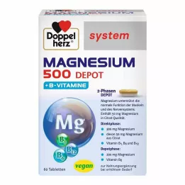 DOPPELHERZ Magnesium 500 Depot sistemos tabletės, 60 vnt