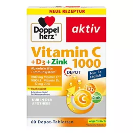 DOPPELHERZ Vitaminas C 1000+D3+Cinko depo tabletės, 60 vnt