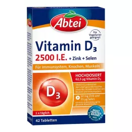ABTEI Vitaminas D3 2500 TV tabletės + cinkas + selenas, 42 vnt