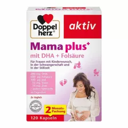 DOPPELHERZ Mama plus su DHA+ folio rūgšties kapsulėmis, 120 vnt