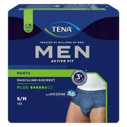 TENA® MEN ACTIVE FIT Plius kelnės mėlynos S/M, skirtos šlapimo nelaikymui, 12 vnt