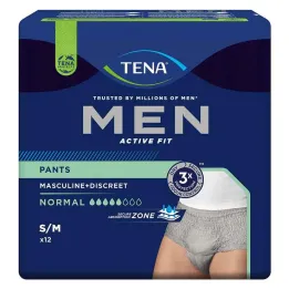TENA® MEN ACTIVE FIT Kelnės Normalios pilkos S/M, skirtos šlapimo nelaikymui, 12 vnt