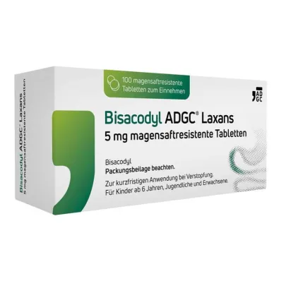 Bisacodyl ADGC® Laxans 5 mg skrandyje neirios tabletės, 100 vnt Bisacodyl ADGC® Laxans 5 mg skrandyje neirios tabletės, 100 vnt