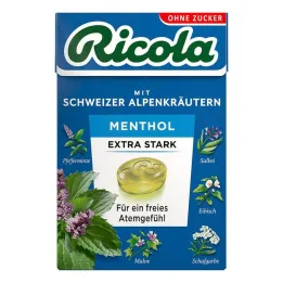 Ricola be cukraus dėžutės mentolis itin stiprūs saldainiai, 50 g