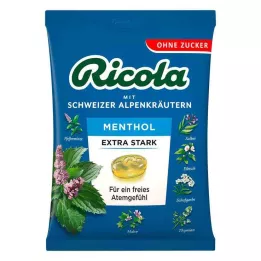 RICOLA o.Z. maišelis Menthol ypač stiprūs saldainiai, 75 g