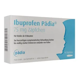 Ibuprofen Pedia 75 mg žvakutės, 10 vnt