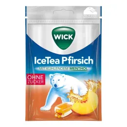 WICK Icetea persikų saldainiai be cukraus, 72 g