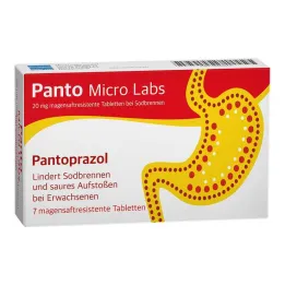Panto Micro Labs 20 mg enterine danga dengtos tabletės nuo rėmens, 7 vnt