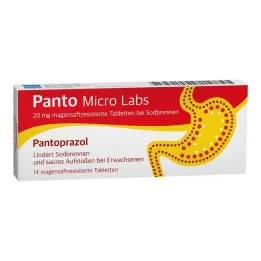 Panto Micro Labs 20 mg enterine danga dengtos tabletės nuo rėmens, 14 vnt