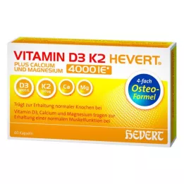 VITAMIN D3 K2 Hevert plus Ca Mg 4000 IE/2 kapsulės, 60 vnt