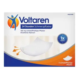 Voltaren 24 valandų skausmo pleistrai su diklofenaku, 5 vnt