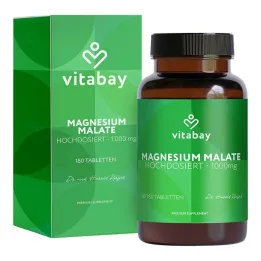 Magnesium Malate 1000 mg vegan didelės dozės tabletės, 180 vnt