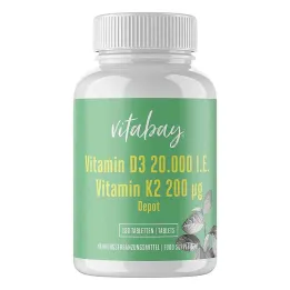 Vitamino D3 depas 20 000 TV + vitaminas K2 200 mg tabletės (180 vnt.)
