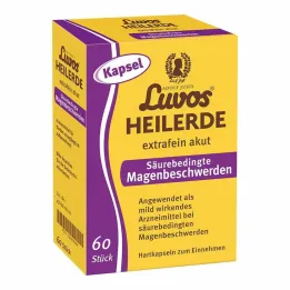 Luvos gydomojo molio ypač smulkios ūminės su rūgštimi susijusios skrandžio problemos kapsulės, 60 vnt
