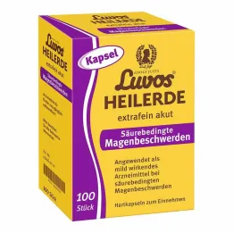 Luvos gydomojo molio ypač smulkios ūminės su rūgštimi susijusios skrandžio problemos kapsulės, 100 vnt