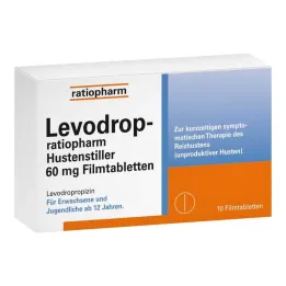 Levodrop-ratiopharm kosulį slopinantis 60 mg plėvele dengtos tabletės, 10 vnt