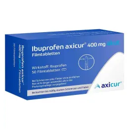 Ibuprofen axicur® 400 mg ūmios plėvele dengtos tabletės, 50 vnt