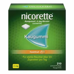 nicorette® kramtomoji guma švieži vaisiai, 4 mg nikotino, 210 vnt