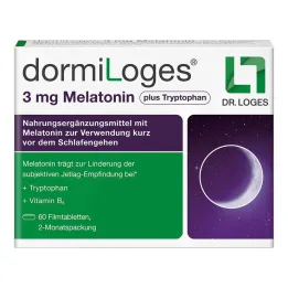 Dormiloges 3 mg melatonino plius triptofano plėvele dengtos tabletės, 60 vnt