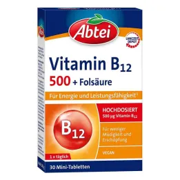 Abbey Vitaminas B12 500 + folio rūgšties tabletės (30 vnt.)