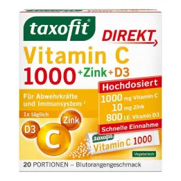 Taxofit Vitamin C 1000 + Cinkas + D3 Tiesioginės granulės, 20 vnt
