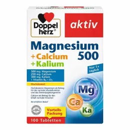 Doppelherz Magnesium 500 + Kalcio + Kalio tabletės, 100 vnt