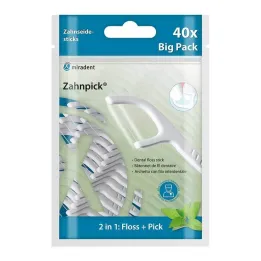 Miradent dantų krapštukas dantų siūlas 2in1 mėtų, 40 vnt