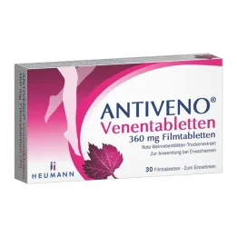 ANTIVENO Veninės tabletės 360 mg plėvele dengtos tabletės, 30 vnt