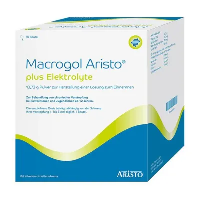 Macrogol Aristo plus elektrolitai 13,72 g Ple, 50 vnt Macrogol Aristo plus elektrolitai 13,72 g Ple, 50 vnt