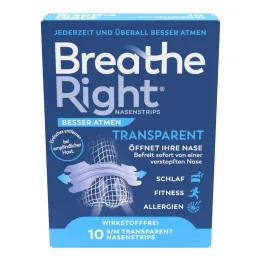 Kvėpuokite geriau Breathe Right nosies pleistrai normalūs skaidrūs, 10 vnt