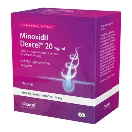 Minoxidil Dexcel 20 mg/ml purškalas galvos odai, 3x60 ml