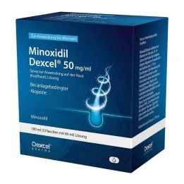Minoxidil Dexcel 50 mg/ml purškalas galvos odai, 3x60 ml