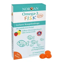Norsan Omega-3 Fisk Jelly vaikams dražė, 45 vnt