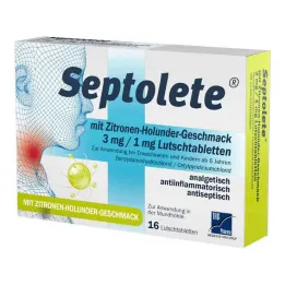 Septolete su citrinos-šeivamedžio skonio 3 mg/1 mg pastilės, 16 vnt