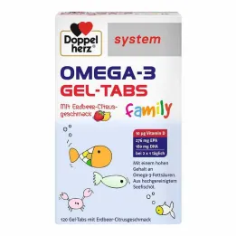 Doppelherz Omega-3 Gel-Tabs šeima Strawberry Citrus sistema, 120 vnt