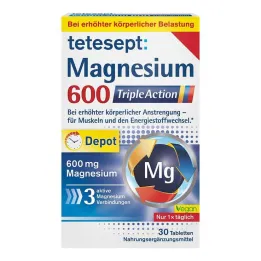 Tetesept Magnesium 600 Triple Action plėvele dengtos tabletės, 30 vnt