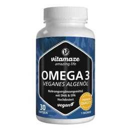 Omega-3 veganų dumblių aliejaus didelės dozės kapsulės, 30 vnt