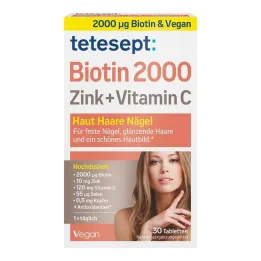 Tetesept Biotin 2000 plėvele dengtos tabletės, 30 vnt