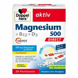 Doppelherz Magnesium 500 + B12 + D3 Depot Direct Granulės, 20 vnt